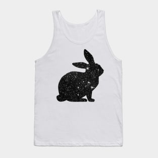 Black Faux Glitter Easter Bunny Tank Top